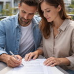 זוג חותם על תצהיר בדבר היעדר זכויות בקרקע למגורים לצורך דירה בהנחה